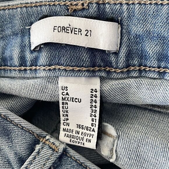 Forever 21 SZ 24 Skinny Jean Distressed High-Rise Button-Fly Stretch Light Wash - Picture 8 of 9